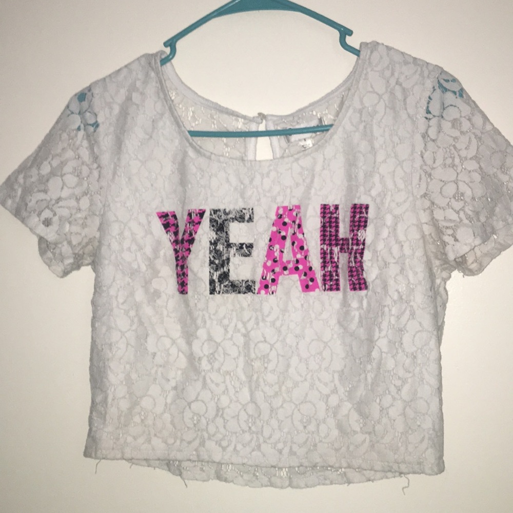 Olsenboye Crop Top Laced Shirt